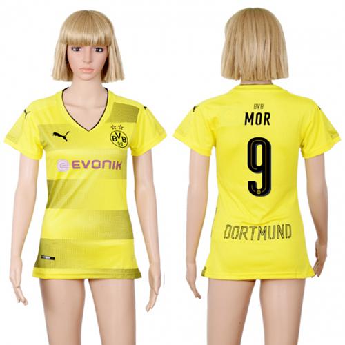 Women's Dortmund #9 MOR Home Soccer Club Jersey - Click Image to Close
